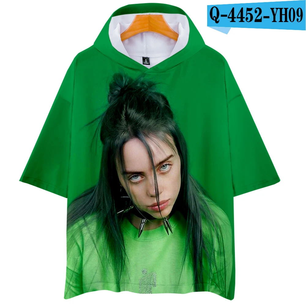 Верхняя одежда в стиле хип-хоп Billie Eilish летние футболки с капюшоном Мужская/Женская весенняя одежда проветриваемые футболки высокого качества топы - Цвет: 3D