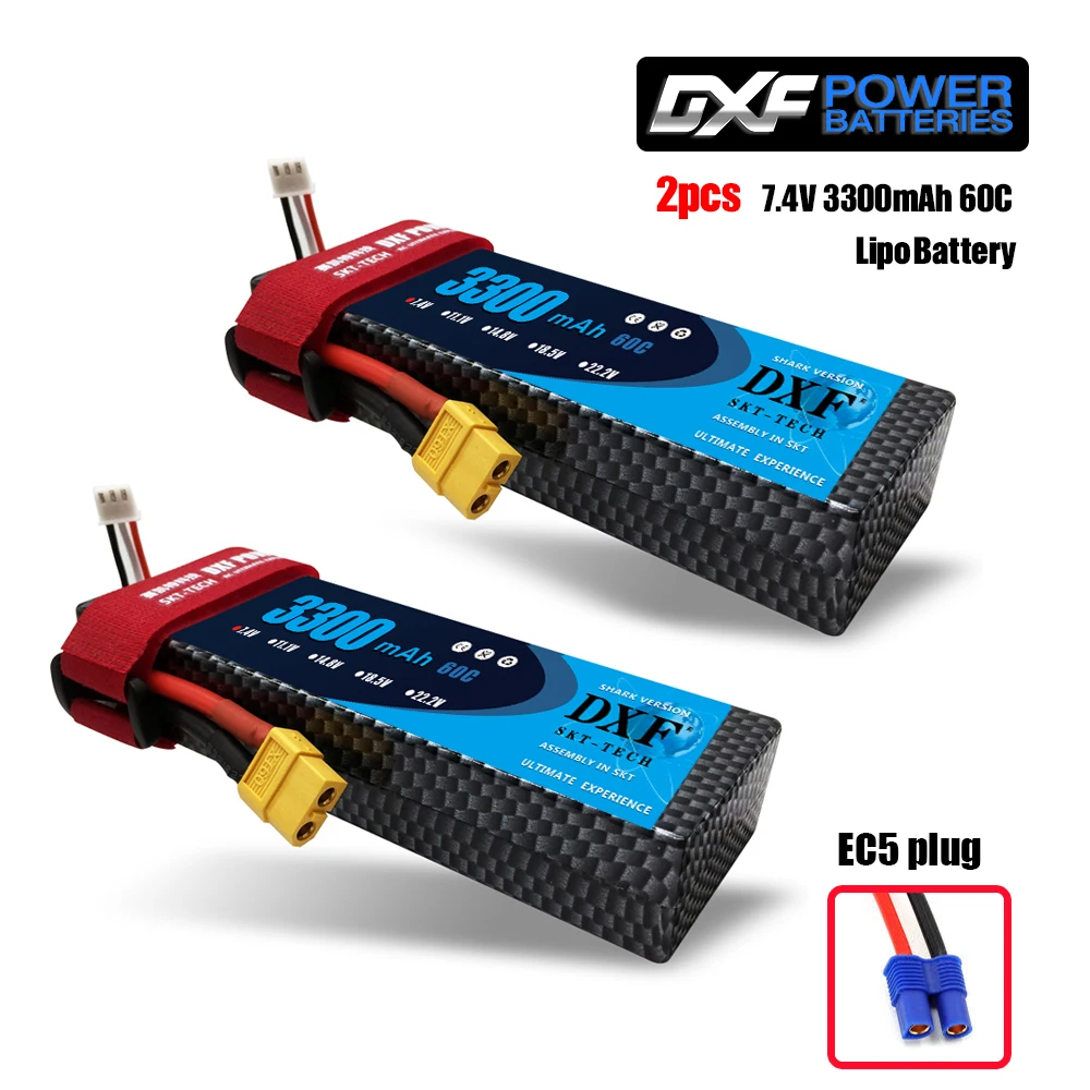 2 шт. DXF 7,4 В 3300 мАч 5200 мАч 6500 мАч Lipo аккумулятор жесткий чехол 2S 50C 60C 80C 1/10 1/8 весы для TRX Slash 4x4 RC автомобилей Жесткий Чехол - Цвет: 2PCS2S3300hardEC5