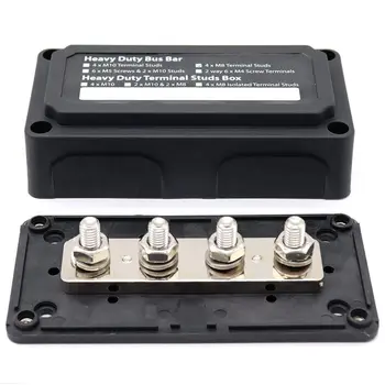 

DC 48V 300A 4 Terminal Studs Busbar Power Distribution Block for Car Boat (Black)