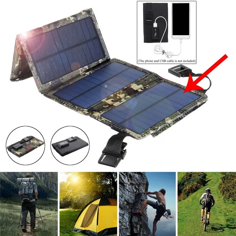 

20w Outdoor Solar Folding Charging Bag Board Small Portable Solar Mobile Phone Charging Battery Board USB Waterproof Charger