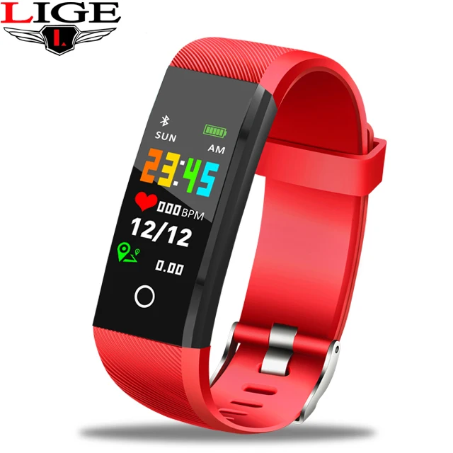 Умный Фитнес-трекер для мужчин спортивный браслет IP67 часы водонепроницаемый сердечного ритма шагомер умный Браслет для Android ios - Цвет: red