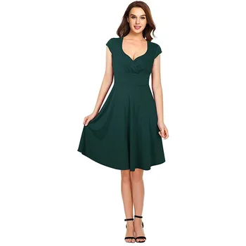 

BacklakeGirls Summer Simple Solid Color Green Sexy Deep V Neck Short Sleeve Women Dress Zipper Back A Line Party Dress Sukienki