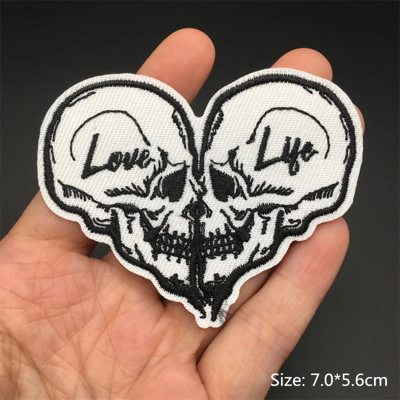 Black and White Ghost Zipper Embroidered Iron-On Punk Patches
