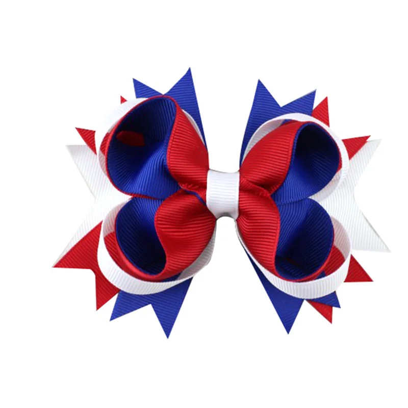 Adogirl красивые кленовые листья HairBow ручной работы маленькие звезды печатные заколки национальный флаг цвет Бутик Аксессуары для волос
