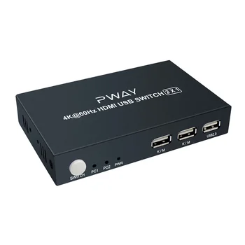 

PWAY HDMI KVM Switch USB 2.0 Switch Selector 2Port PCs Sharing 2 Devices USB 2.0 for Keyboard Mouse Kvm Switch Hub