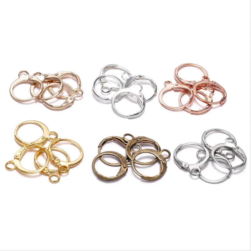 2019 20pcs/set 12*14mm Gold Silver French Lever Earring Hooks Wire Settings Base Hoops Earrings For DIY Jewelry Making Supplie