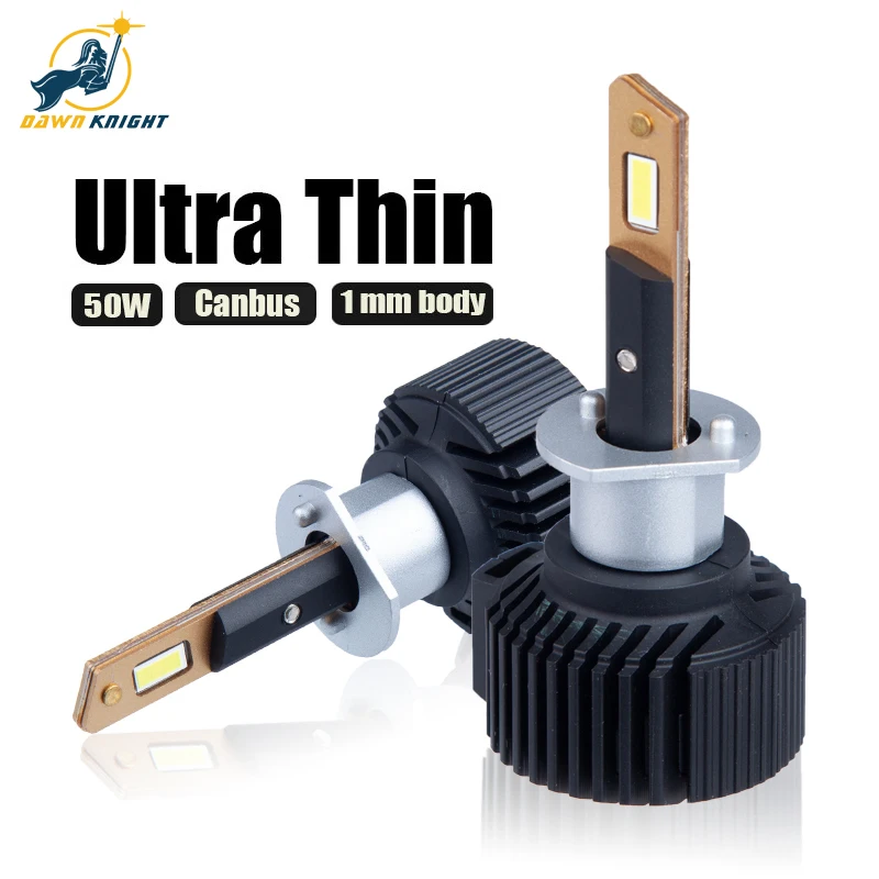 DAWNKNIGHT P1 50W 1mm H1 H7 H4 D2S H11 Led Headlight  9005 HB3 9006 9012 Canbus Led Bulb 6000K Turbo XT1 Led Lamp Lens Car Light