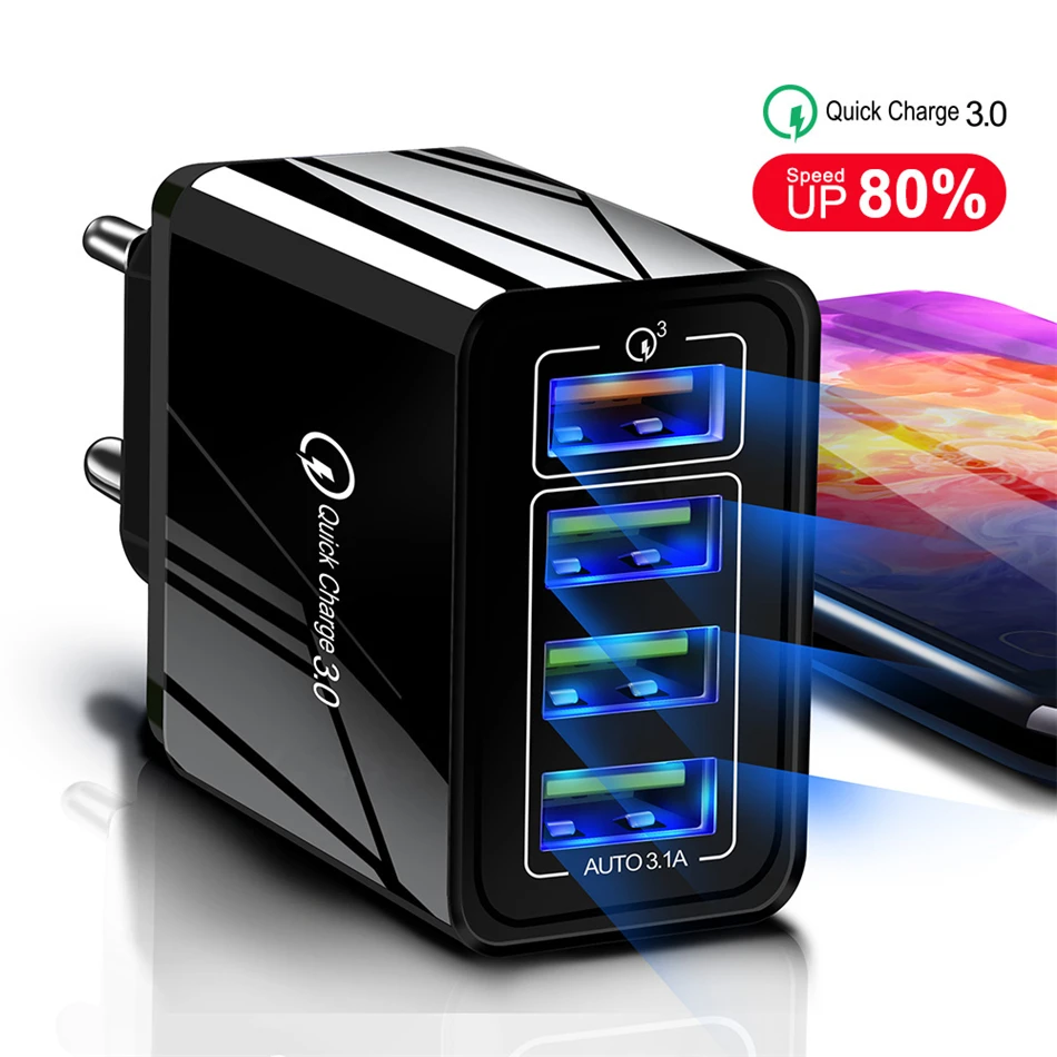 Lovebay 48 Вт быстрое зарядное устройство 3,0 USB зарядное устройство для iphone samsung Tablet EU US Plug настенное зарядное устройство для мобильного телефона адаптер Быстрая зарядка