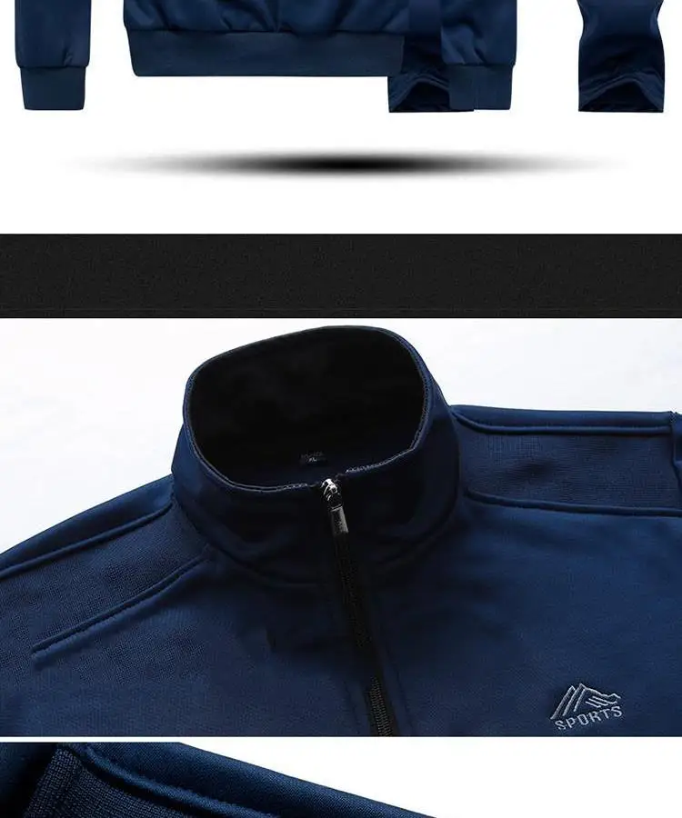OLOEY Men's Sportswear Sets Spring Autumn Male Casual Stand Collar Tracksuit Men 2 Piece Sweatshirt+ Sweatpants Set