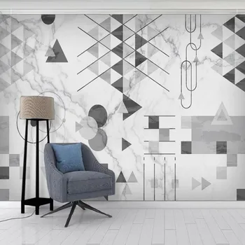 

Milofi custom 3D Nordic modern abstract marbled black and white geometric background wallpaper mural