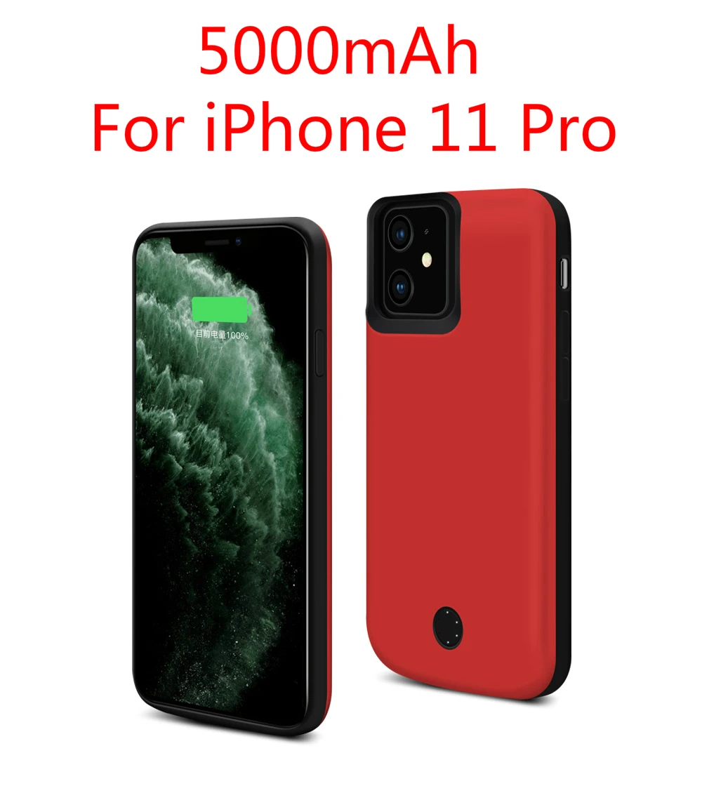 Red Чехол для аккумулятора для iphone 11 Pro Max внешний аккумулятор зарядное устройство чехол для iphone 11 5000/6000 мАч Зарядное устройство Чехол - Цвет: Red