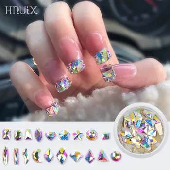 

HNUIX 30pcs Crystal AB Teardrop Nails Crystals Stones Drop Shape Flat Back Rhinestones For Glass 3D Nails Design Art Decorations