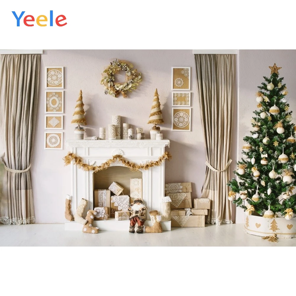 

Yeele Photography Photophone Christmas Backdrop Tree Gift Curtain Celebrate Child Background Photo Studio Photobooth Shoot