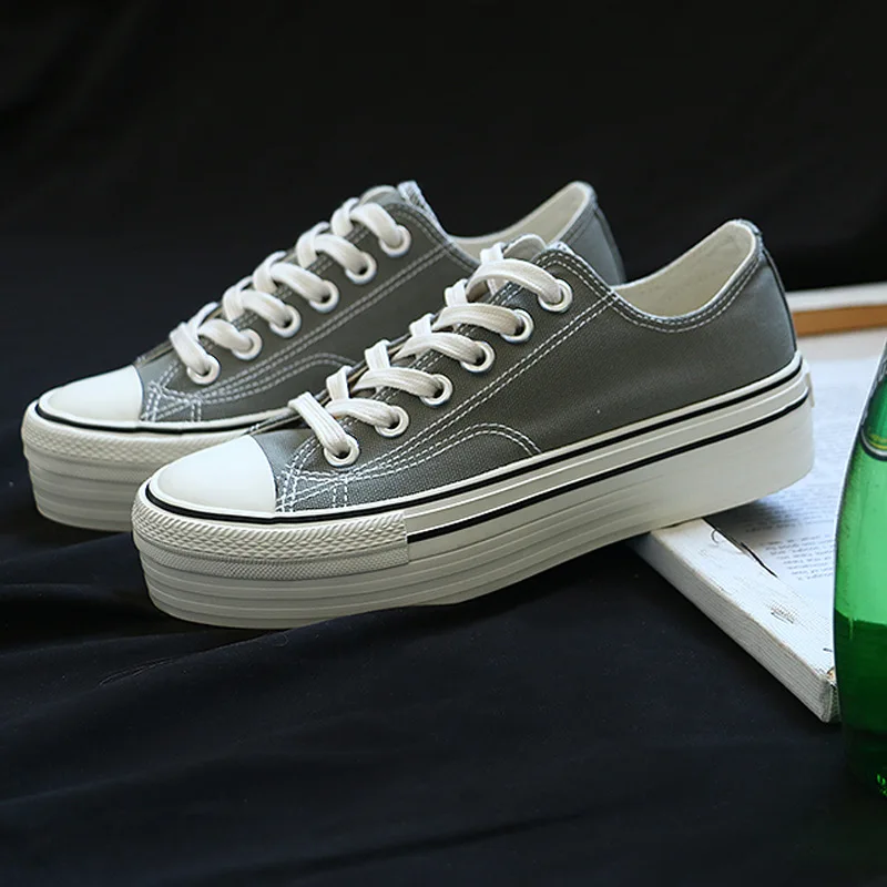 

2020 New Style Korean-style 1970s College Hong Kong Style White Shoes Ulzzang Versatile Thick Bottomed Harajuku Extra High Canva