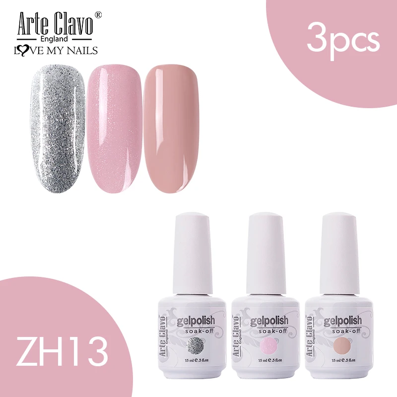 ZH13 Arte Clavo 15ml Color Set 3pcs/Kit Nail Gel Polish Gel Lacquer Beauty Nail Varnish Soak Off UV Gel Nail Polish LED Home Manicure - Цвет: ZH13