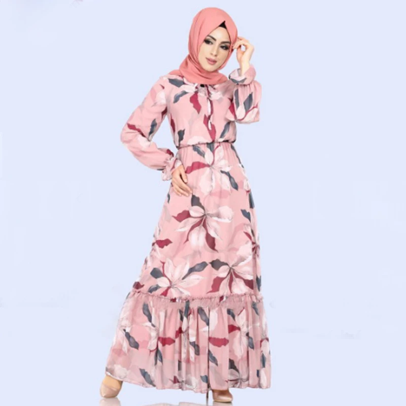 

WEPBEL Moroccan Kaftan Printing Arab Dubai Muslim Long Dress Turkish Robes Long Sleeve Islamic Clothing Loose Cardigan