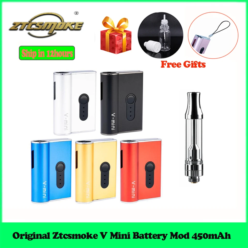 

Original Starter Ztcsmoke V Mini Battery Mod 450mAh Preheat VV Magnetic Connected Vape Kit with 510 Thick Oil Vaporizer CBD Tank