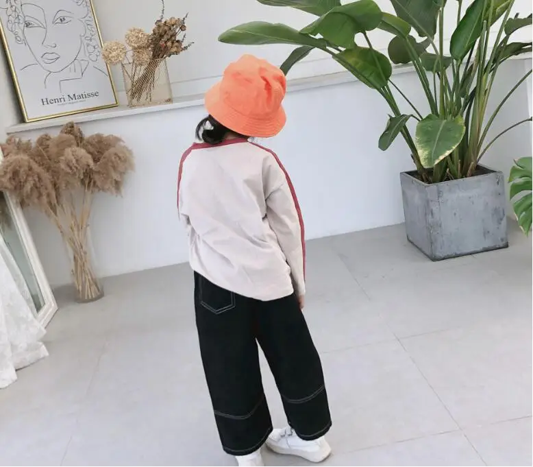 new arrival girls boys denim wide pants autumn winter fashion kids jean pants 2-7t HH563