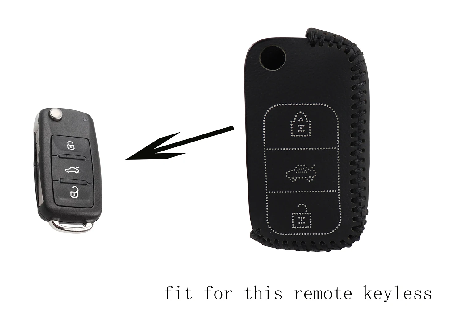 

Genuine leather Keyless Remote Control Key Fob Cover Case Protector for VW passat Touareg 3 Buttons White