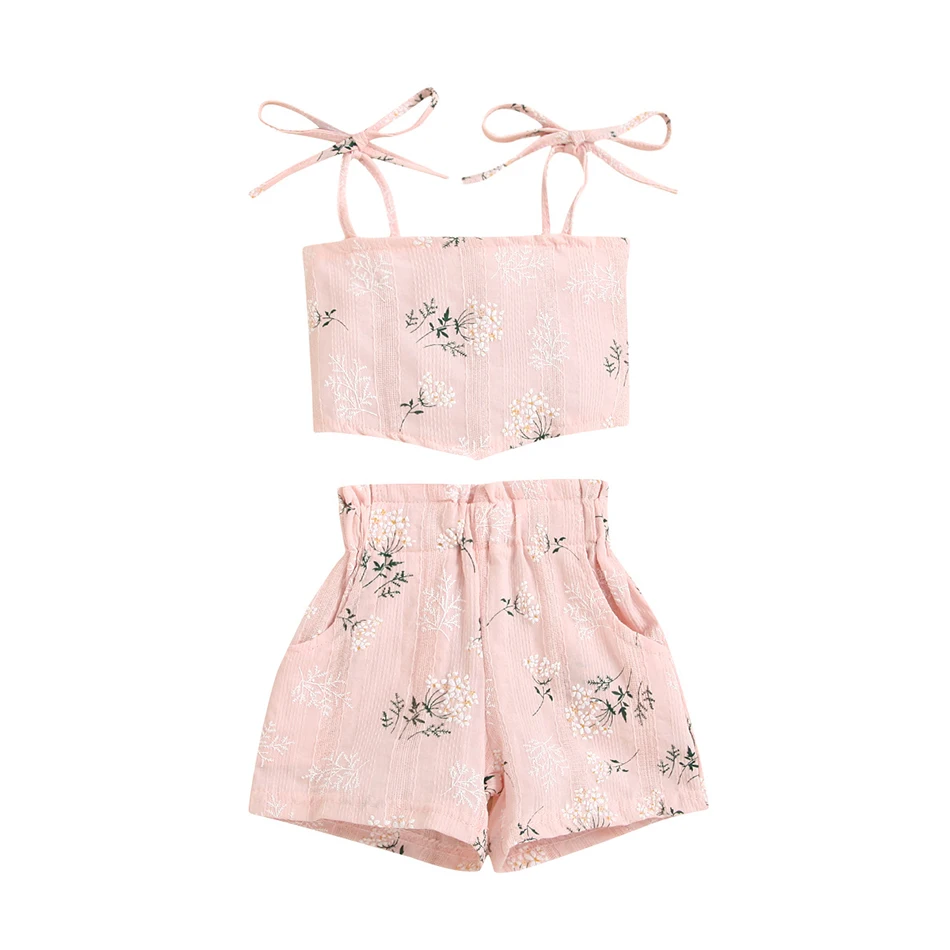 boy kid suit VOGUEON 2022 Baby Summer Sleeveless Clothing Suit Little Girls Fashion Print Tops + Shorts Pants Set Kids Children Soft Outfits angel baby suit Clothing Sets