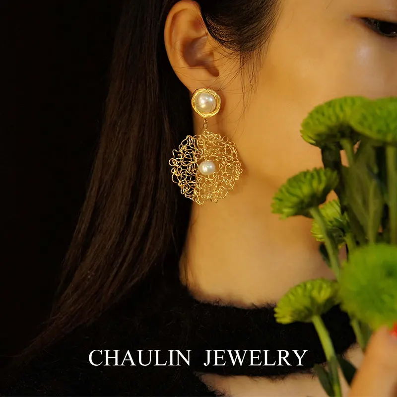 CHAULIN 925 серебряные серьги,, классические серьги с пресноводным жемчугом, серьги ручной работы для женщин, вечерние, свадебные