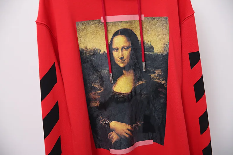 19SS OFF-WHITE OW Mona Lisa толстовка мужская пара махровое Худи супер Высококачественная Толстовка
