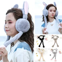 Уличная альпинистская шапка зимние теплые наушники звукозащитные наушники для девочек с искусственными кроличьими ушками дизайн защита ушей наушники