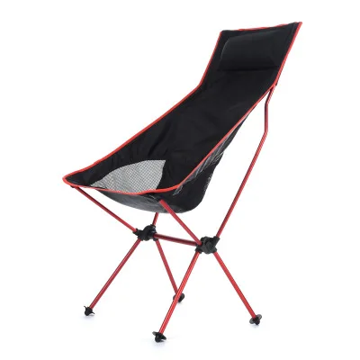 Outdoor Portable Camping Chair Oxford Cloth Folding Lengthen Camping Seat for Fishing BBQ Festival Picnic Beach Ultralight Chair Red