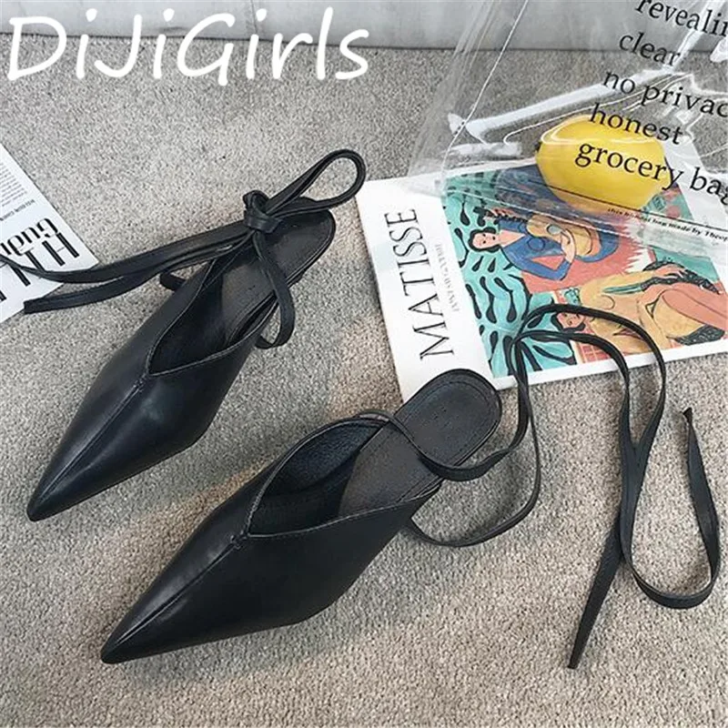 

DiJiGirls New Summer Ladies And Half Slippers Fashion Straps Women Shoes Pointed Head Stiletto Heels Outdoor Comfortable Slipper
