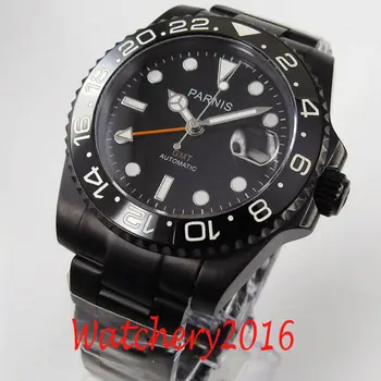 

40mm PARNIS black dial Sapphire PVD GMT Luminous Automatic movement men's Watch