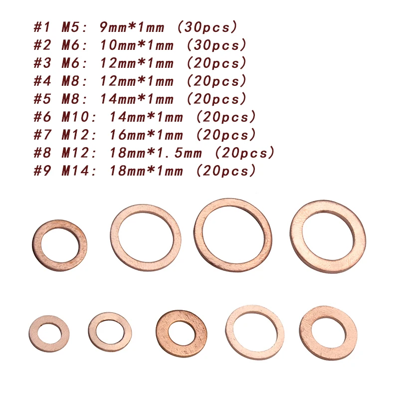 Fasteners Hardware Hardware Washers 1000pcs Solid Copper Sealing Gasket Flat Ring Seal Washers Discs Shim 5 10 1mm Fo