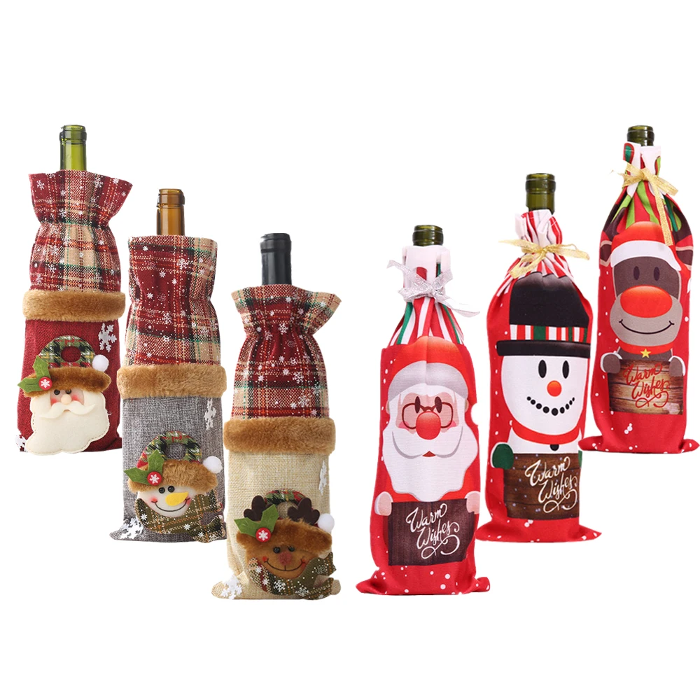 2020 Christmas Decorations for Home Santa Claus Wine Bottle Cover Snowman Stocking Gift Holders Xmas Navidad Decor New Year | Дом и сад