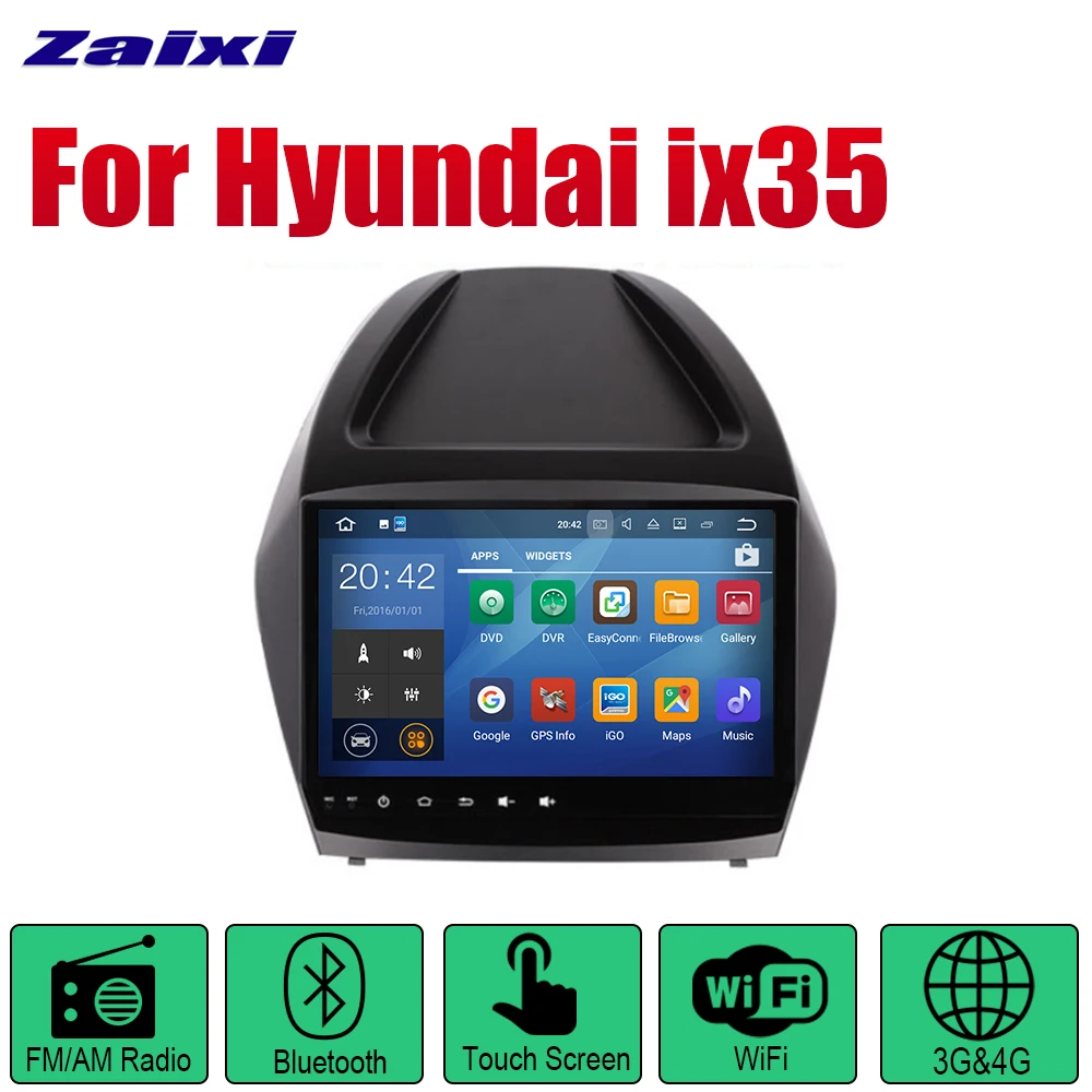 ZaiXi Android Автомагнитола Стерео gps навигация для hyundai ix35 2009~ Bluetooth wifi 2din автомобильное радио стерео Мультимедиа Плеер