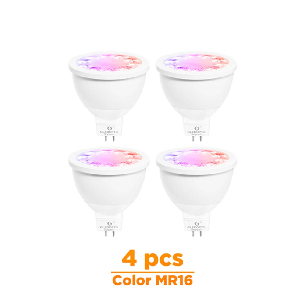 Умный дом zigbee Voice rgbw-контроль 4 Вт mr16 лампа DC12V светодиодный RGB+ CCT прожектор цвет и белый умный светодиодный рабочий с эхо плюс концентратор - Испускаемый цвет: 4 Pcs color Mr16