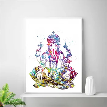 

Ganesha watercolor Poster Art Canvas Painting Home Decor