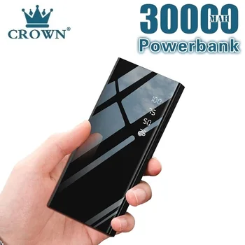 30000 10000mahパワーバンクprotableの大容量の屋外旅行usb充電器液晶デジタル表示led照明powerbankスマートフォン