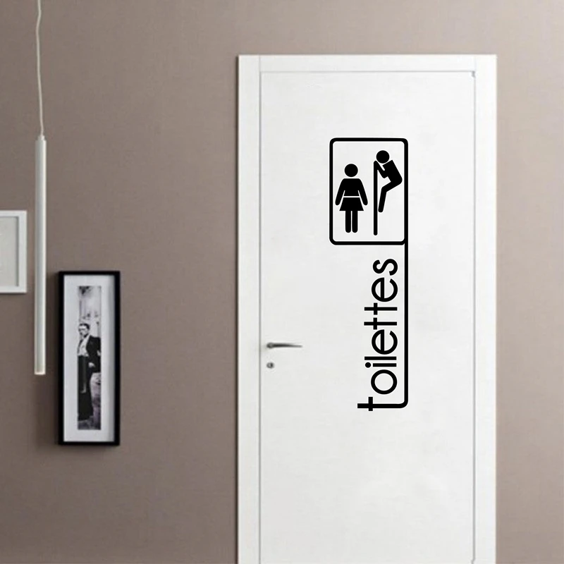 Cute Voyeur French Toilettes Vinyl Decal Stickers Toilet WC Door Wall Sign Sticker Salle De Bain Art Decor W36 | Дом и сад