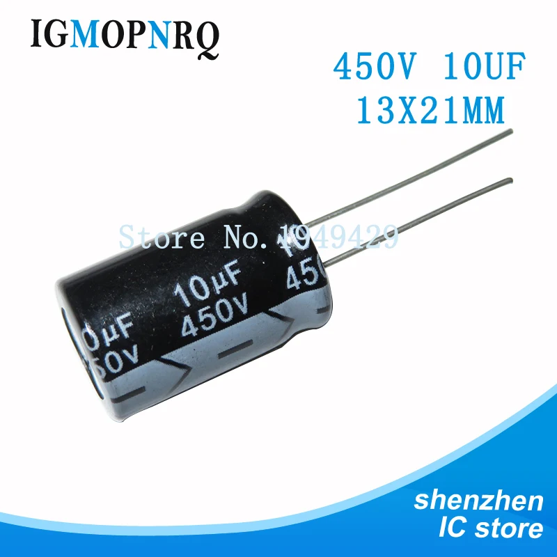 

10 шт. 450V10UF 13*21 мм 10 мкФ 450V 13*21 новый алюминиевый электролитический конденсатор