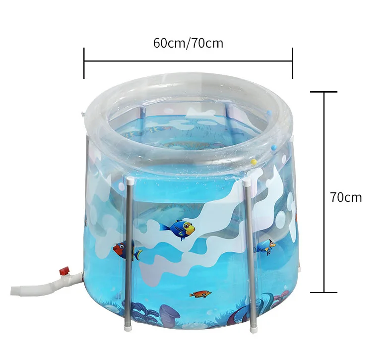 Inflatable Baby Bathtub Foldable Kid Infant Toddler Infant Newborn Air Foldable Shower Bathing Swimming Pool with Swim Ring