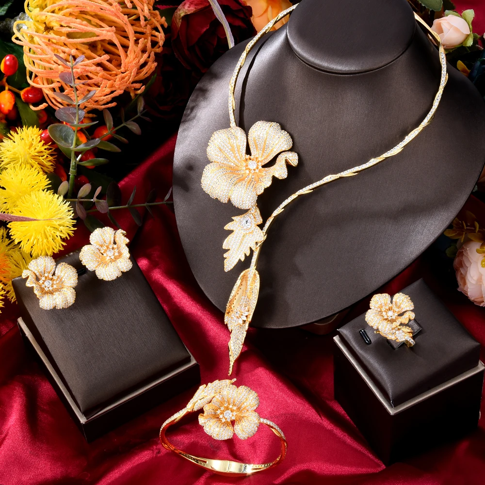 

Siscathy Ethiopian Luxury Full Micro Zircon Bride Wedding Jewelry Set For Women Female Nobleman Engagement Exquisite Accessories