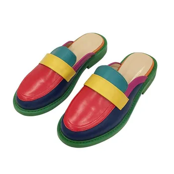 

Summer Women Low Heel Slippers Slip On Mules Brand Designers New 2020 Fashion Luxury Slides Slip On Sandals YoYo-46