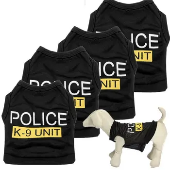 

Dog Cat Vest Police Puppy T-Shirt Coat Pet Clothes Summer Apparel Costumes Black