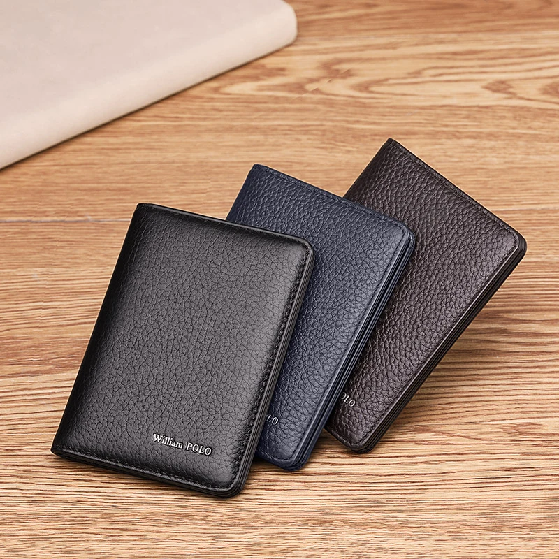 William Polo nuevas de cuero Mini cartera de los hombres ultra delgada  Cartera de viajes de lujo de la marca de la tarjeta de crédito clip de moda  de alta calidad bolso