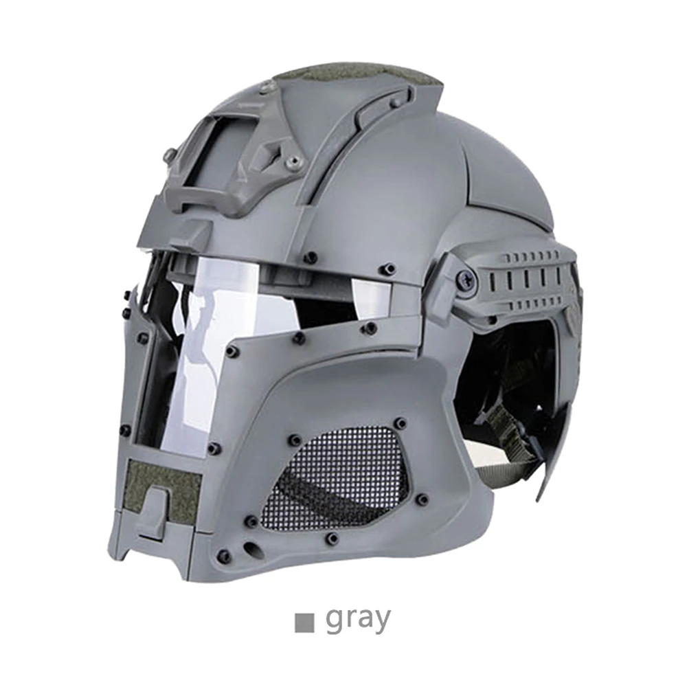 gray ROEGADYN Мужской полный шлем для страйкбола чехол для стрельбы страйкбол шлем военный тактический шлем войны страйкбол шлем с ПК объектив - Цвет: gray
