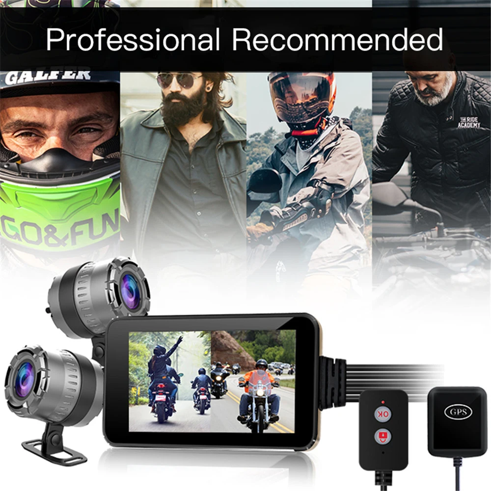 MT23 Водонепроницаемая WiFi камера, мотоциклетный сенсорный экран, HD камера, 1080P мотор, видеорегистратор, gps, двойной видеорегистратор, ночное видение, 4 дюйма, ips камера