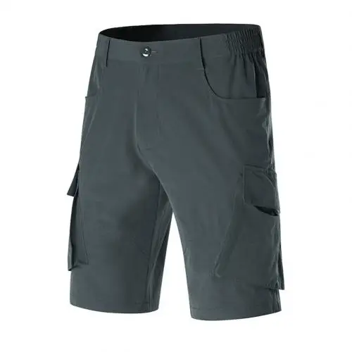 Dark Gray Мужские короткие штаны-карго, летние спортивные повседневные однотонные шорты с множеством карманов, короткие брюки - Цвет: Dark Gray