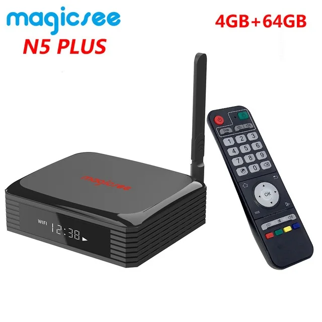 Magicsee N5 Plus Amlogic S905X3 Android 9,0 ТВ-приставка 4 Гб ОЗУ 64 Гб ПЗУ 2,4/5 Гб двойной WiFi Ethernet BT 4,0 смарт-бокс 8K HDR телеприставка