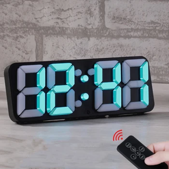 

115 Colors Change Digital Alarm Clock LED Voice Control Multifunction 3D Table Clock with Temperature Calendar Desk Watch