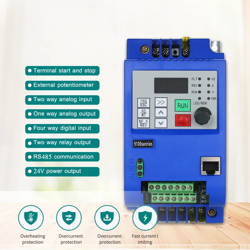 Преобразователь частоты Регулируемая скорость VFD 220V 2.2KW/1.5KW 3 фазы мини инвертор
