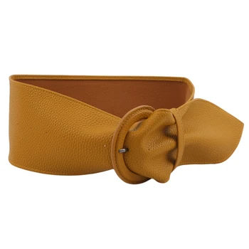 

Women Wide Imitation Leather Belts For Dresses Buckle Ladies Fashion Design Black Yellow Red Belts